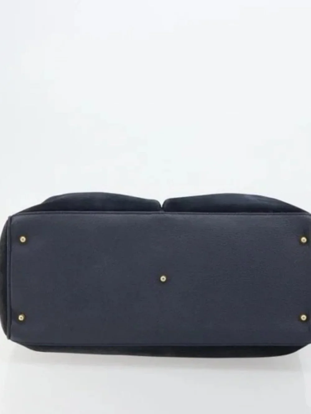 GUCCI Bamboo Tote Bag Suede Navy Gold 002 123 0322 Auth 180219